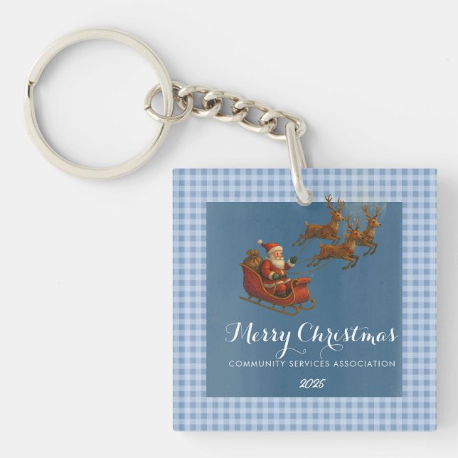 Merry Christmas Santa Reindeer Key Ring (Front)