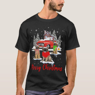 Merry Christmas Santa Reindeer Leonberger With Red T-Shirt