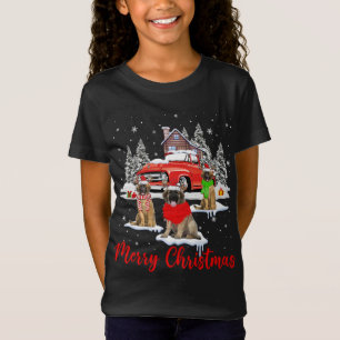 Merry Christmas Santa Reindeer Leonberger With Red T-Shirt