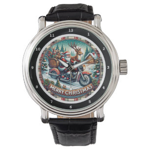 Merry Christmas Santa Reindeer Motorcycle Watch