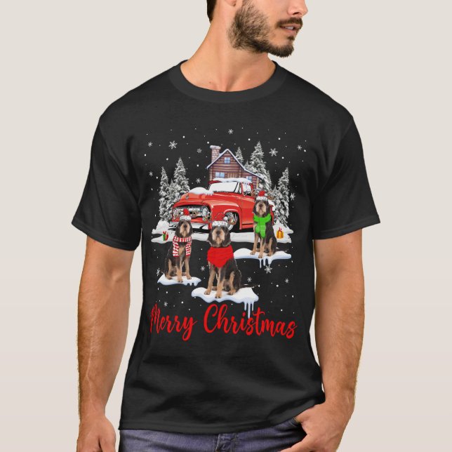 Merry Christmas Santa Reindeer Otterhound With Red T-Shirt (Front)