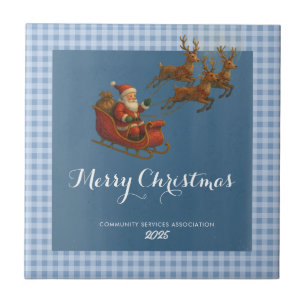 Merry Christmas Santa Reindeer Paper Napkin Tile