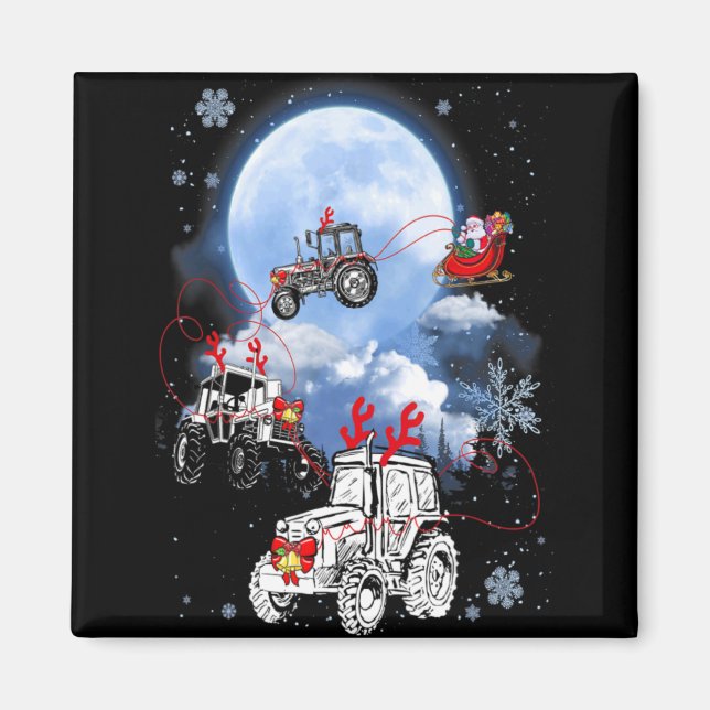 Merry Christmas Santa Ride Truck Sleigh Xmas Paj T Magnet (Front)