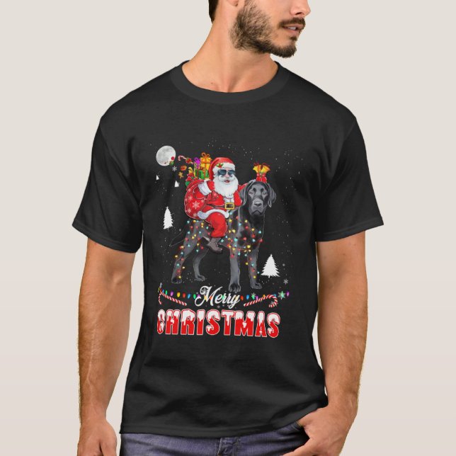 Merry Christmas Santa Riding Black Lab Kids Boys   T-Shirt (Front)