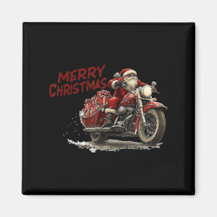 Merry Christmas Santa Riding On A Vintage Motorcyc Magnet
