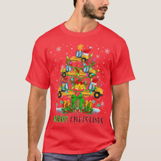 Merry Christmas Santa Road Rollers Xmas Tree Light T-Shirt