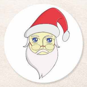 Merry Christmas Santa Round Paper Coaster