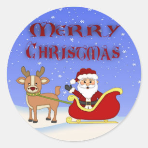 Merry Christmas Santa Round Stickers
