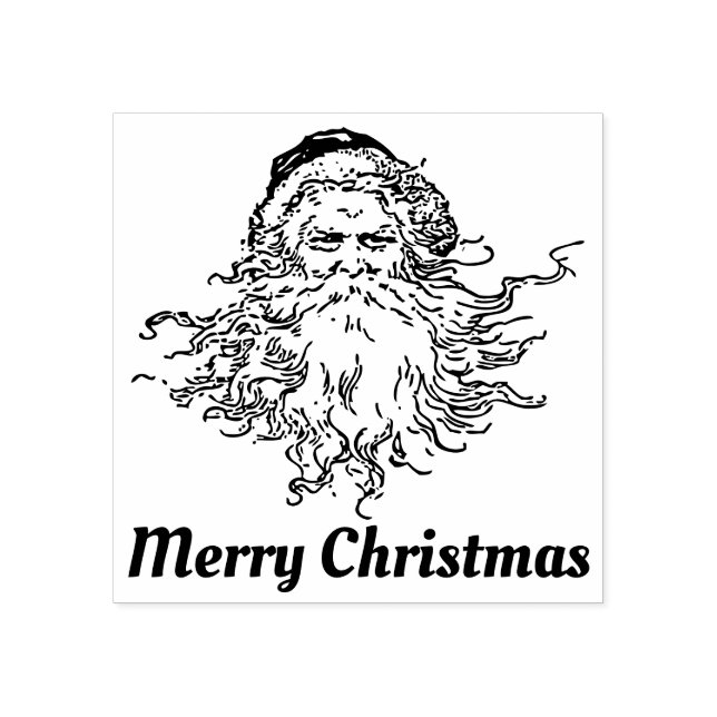 Merry Christmas Santa Rubber Stamp (Imprint)