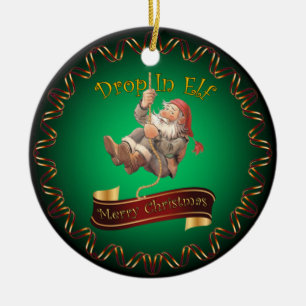 Merry Christmas ~ Santa’s Drop In Elf ~  Ceramic O Tree Decoration