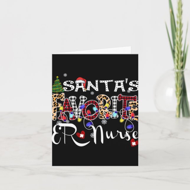 Merry Christmas Santa S Favorite Er Nurse Xmas Lig Card (Front)