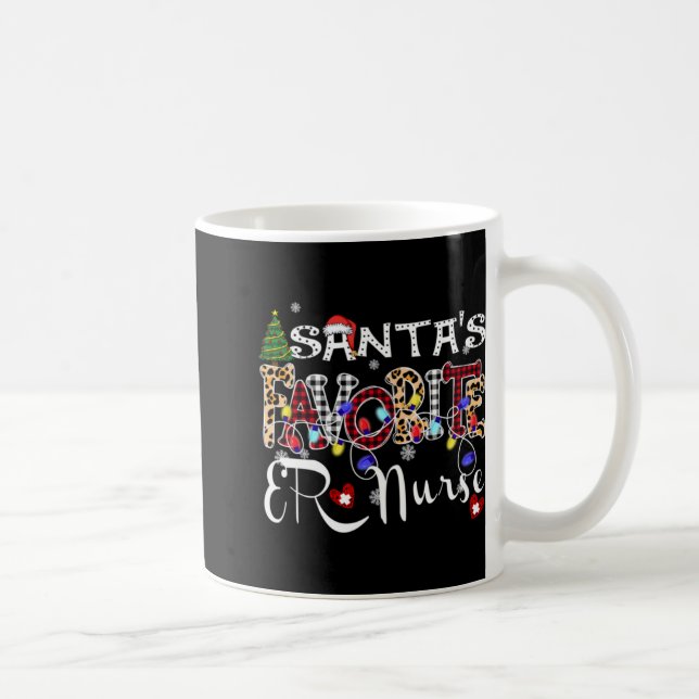 Merry Christmas Santa S Favorite Er Nurse Xmas Lig Coffee Mug (Right)
