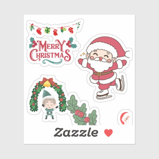 Merry Christmas Santa Skater Kids Holiday Fun (Sheet)