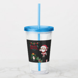Merry Christmas Santa Skater Kids Holiday Fun Acrylic Tumbler