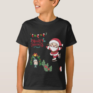 Merry Christmas Santa Skater Kids Holiday Fun T-Shirt