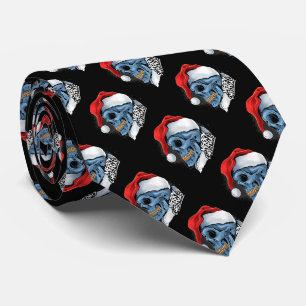 Merry Christmas Santa Skulls Tie