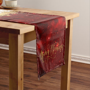 Merry Christmas Santa Sled Short Table Runner