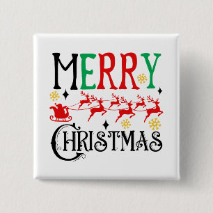 Merry Christmas Santa Sleigh-61049 T-Shirt 15 Cm Square Badge