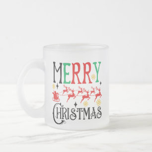 Merry Christmas Santa Sleigh-61049 T-Shirt Frosted Glass Coffee Mug