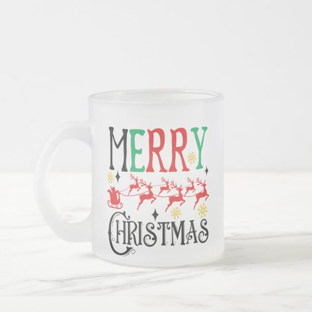 Merry Christmas Santa Sleigh-61049 T-Shirt Frosted Glass Coffee Mug (Left)
