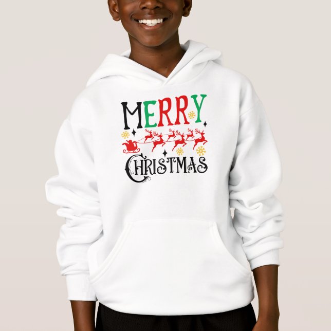 Merry Christmas Santa Sleigh-61049 T-Shirt Hoodie (Front)