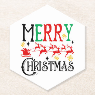 Merry Christmas Santa Sleigh-61049 T-Shirt Hoodie Paper Coaster