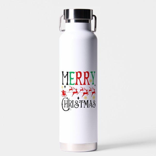 Merry Christmas Santa Sleigh-61049 Water Bottle (Front)