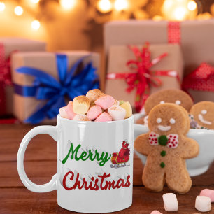 Merry Christmas Santa Sleigh half script Coffee Mug
