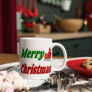 Merry Christmas Santa Sleigh half typography Coffee Mug