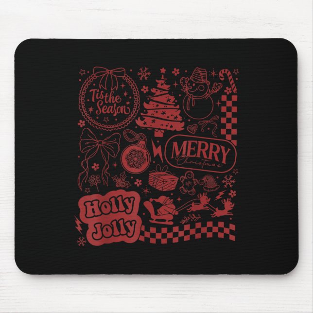 Merry Christmas Santa Snowman Reindeer Tis The Sea Mouse Mat (Front)