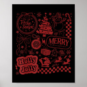 Merry Christmas Santa Snowman Reindeer Tis The Sea Poster