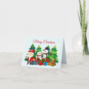 Merry Christmas Santa, Snowmen and Presents Card