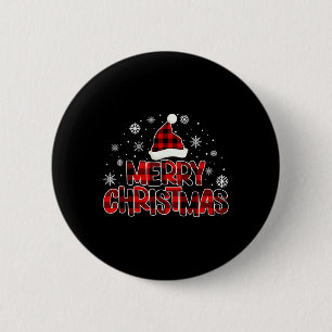 Merry Christmas Santa Squad Red Plaid Xmas Gifts M 6 Cm Round Badge