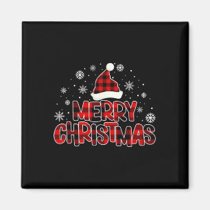 Merry Christmas Santa Squad Red Plaid Xmas Gifts M Magnet