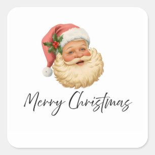 Merry Christmas Santa Sticker Vintage Label
