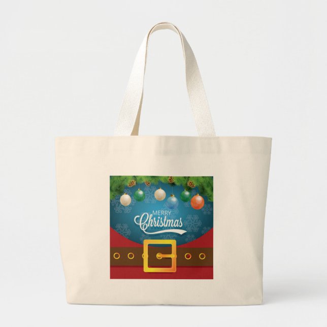 Merry Christmas Santa Suit Large Tote Bag (Front)