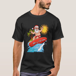 Merry Christmas  Santa Surfing Summer Vacation Haw T-Shirt