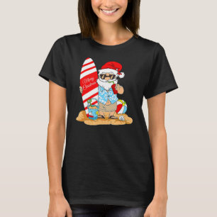 Merry Christmas Santa Surfing Surfer Hawaiian Summ T-Shirt