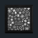 Merry Christmas Santa Symbols, Black and White Gift Box<br><div class="desc">Merry Christmas Santa Symbols,  Black and White</div>