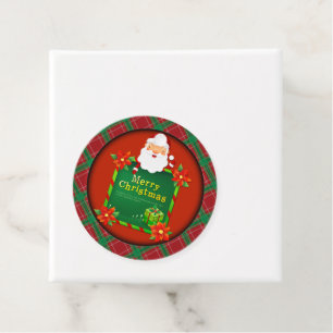 Merry Christmas Santa Tartan Plaid Favour Tags