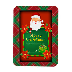 Merry Christmas Santa Tartan Plaid Magnet