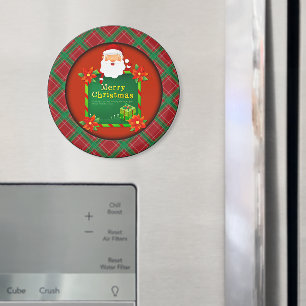 Merry Christmas Santa Tartan Plaid Magnet