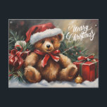Merry Christmas Santa Teddy Bear Holiday Postcard<br><div class="desc">Cute Christmas teddy bear</div>