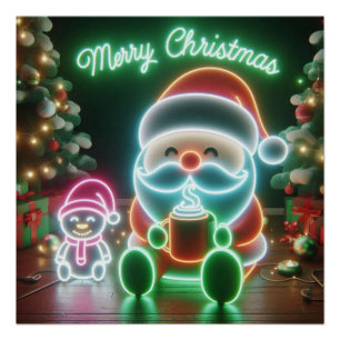 Merry Christmas Santa Teddy Poster