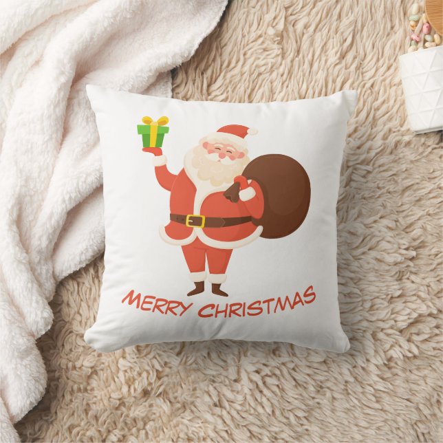 Merry Christmas Santa Throw Pillow (Blanket)