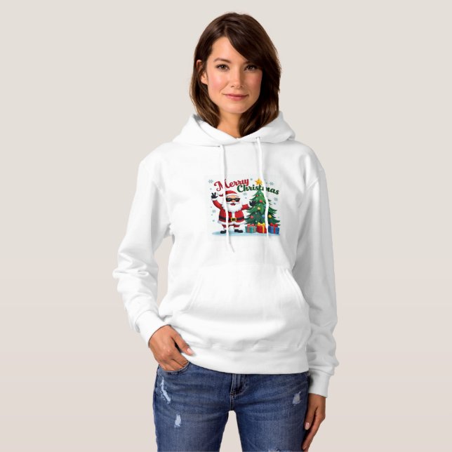 Merry Christmas  | Santa & Tree Design Hoodie (Front Full)