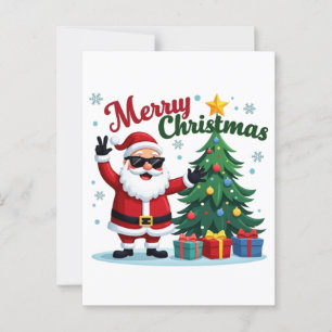 Merry Christmas    Santa & Tree Design Postcard
