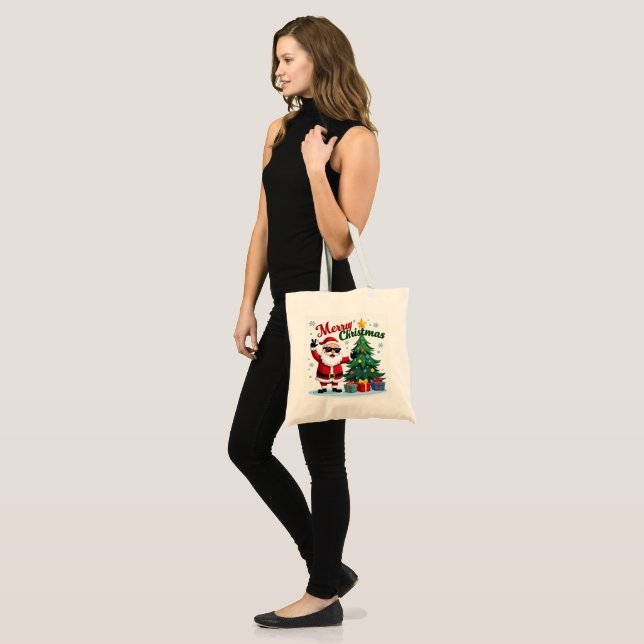 Merry Christmas  | Santa & Tree Design Tote Bag (Front (Model))