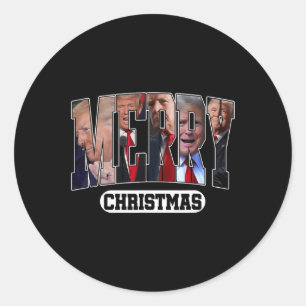 Merry Christmas Santa Trump Merry Trumpmas Pyjamas Classic Round Sticker