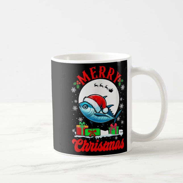 Merry Christmas Santa Tuna Xmas Box Funny Fishing  Coffee Mug (Right)